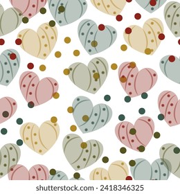 Valentine's Day Candy Hearts Seamless Vector Pattern Tile. Doodle hearts. Seamless vector pattern on white background.