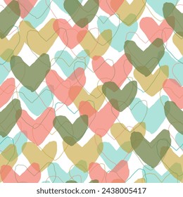 Valentine's Day Candy Hearts Seamless Vector Pattern Tile. Seamless pattern. Multicolored hearts.