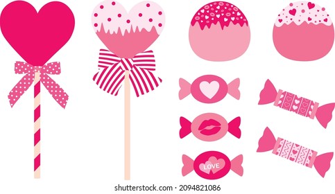 Valentine's day candy lollipop caramel vector illustration
