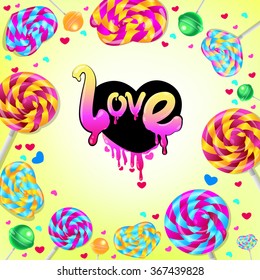 Valentine's Day Candy. Love. Sweets heart.Vector illustration. 