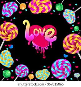 Valentine's Day Candy. Love. Sweets heart.Vector illustration. 