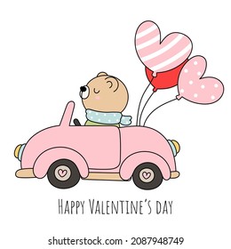 Valentine's day car with cute bear 
