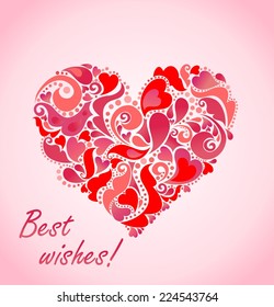 Valentines day card with abstract red heart 