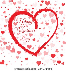 Valentines day card with abstract red heart