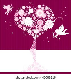 Valentine's day card. All elements and textures are individual objects. Vector illustration scale to any size.