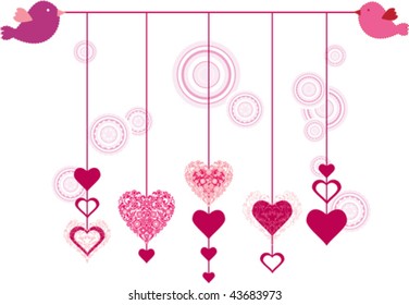Valentine's day card. All elements and textures are individual objects. Vector illustration scale to any size.