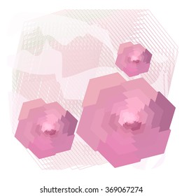 Valentine's day card  or another greeting card  with geometric flowers in vintage style. Vector image
