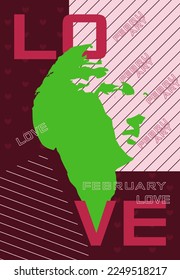 Valentine's day card. Aphrodite, abstract forms. Love. Viva Magenta color.