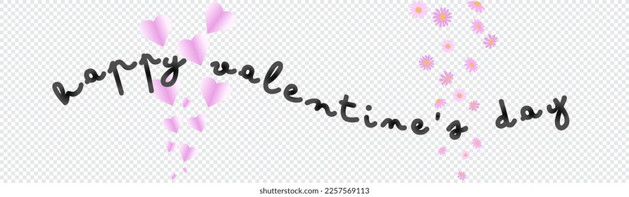 Valentines day card background with heart pattern and typography of happy valentines day text. Isolated Vector PNG illustration. Transparent Wallpaper, flyers, invitation, posters, brochures, banners.