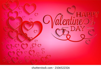 Valentines day card background with red heart decoration.
