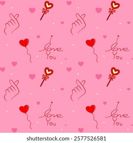 Valentine's Day Card, Background and Seamless Pattern, Love, Anniversary