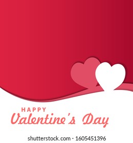 Valentine's day card background with two paper cut style hearts