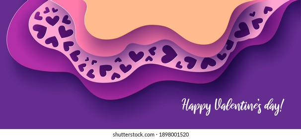 Valentines day card background. Vector illustration. Paper art cut. For web and print, wallpaper, flyers, invitation, posters, banners