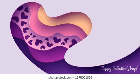 Valentines day card background. Vector illustration. Paper art cut. For web and print, wallpaper, flyers, invitation, posters, banners