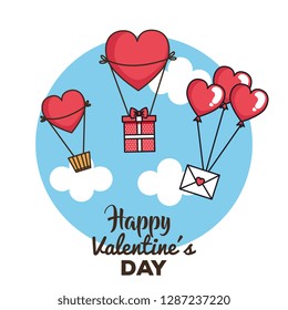 valentines day card with balloons air hot