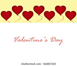 Valentine's Day card with balloons in the shape of hearts