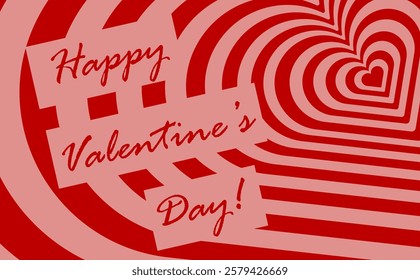 A Valentine's Day card. Valentine's card or banner with hearts in pink and red. Red Happy Valentine's Day! A happy Valentine Day card.