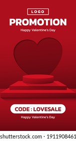 Valentine's day card banner Red background for Promotion Shopping online sale and botton cade super sale other flyer templates, Typography poster, card, label, ecommerce, 