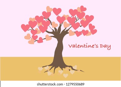 Valentine's Day card and banner with the tree of love