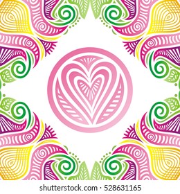 Valentines day card with beautiful heart. Vector illustration.
