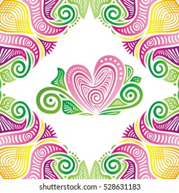 Valentines day card with beautiful heart. Vector illustration.