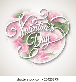 Valentine's Day card with beautiful roses. Vector illustration