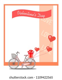 Valentine's day card with bicycle and air hearts