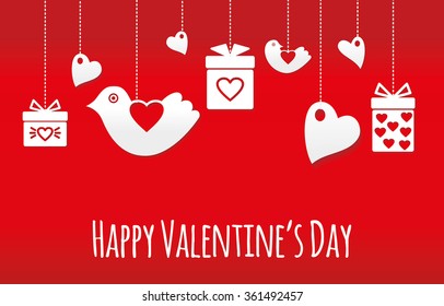Valentines Day card with birds
