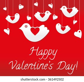 Valentines Day card with birds