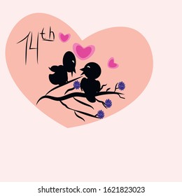 Valentine's day card with birds and handwritten text.