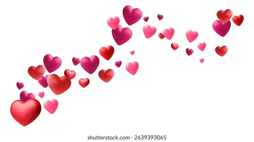 Valentines Day card with blizzard of random sprayed hearts