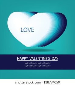 valentines day card. blue heart vector illustration.