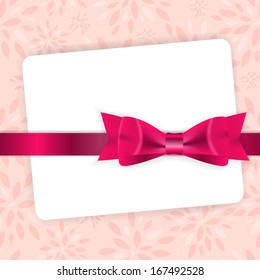 Valentine`s Day Card with Bow and Ribbon Vector Illustration