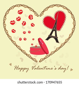 Valentine's day card with a box of kisses