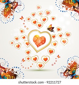 Valentine's day card with butterflies