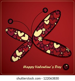 Valentine`s day card with butterfly