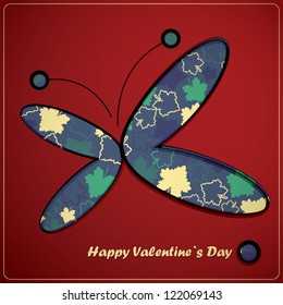 Valentine`s day card with butterfly