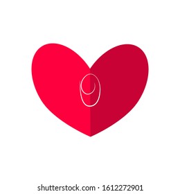 Valentine's day card with calligraphic capital letter O
