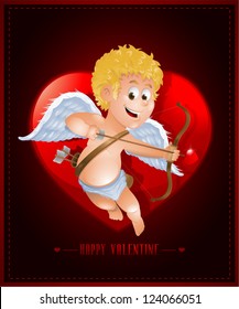 Valentine's Day Card With Cartoon Cupid EPS10