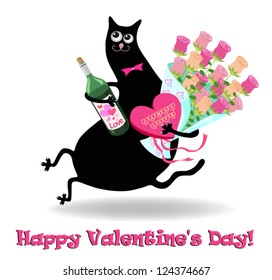Valentine's day card with cat