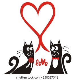 Valentines day card cats vector illustration