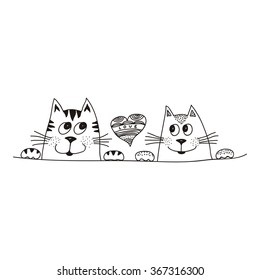 Valentines day card with cats vector illustration