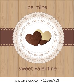 Valentine`s Day card with chocolate