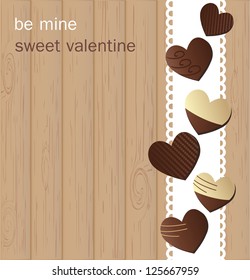 Valentine`s Day card with chocolate