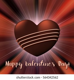 Valentines Day card with chocolate candy heart.