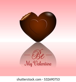 Valentine's day card with a chocolate, Vector illustration