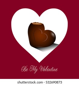 Valentine's day card with a chocolate, Vector illustration