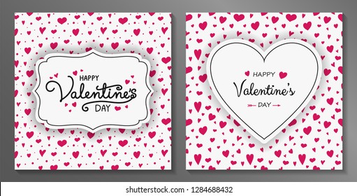 Valentine's Day card collection with cute hand drawn hearts. Vector