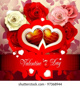 Valentine's day card with colored roses