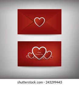 Valentine's day card concept design with envelope and hearts. Eps10 vector illustration